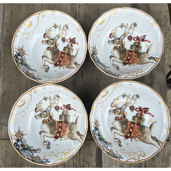 Williams Sonoma Other - Williams Sonoma Twas the Night Before Christmas Reindeer Soup Salad Bowls SET 4